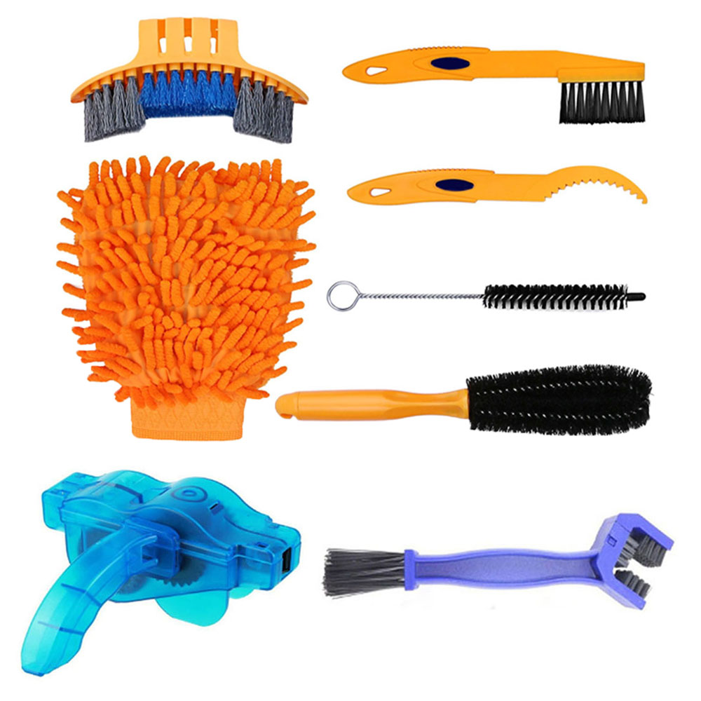 Bicycle Chain Cleaning Tool Kit Mountain Bike Chain Cleaner Scrubber Brushes Wash Set Cycling Chain Repair Protector Accessories: 8pcs