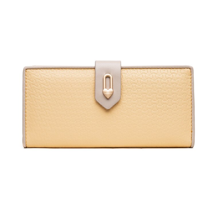 Hjerteelement damer lange lommebøker med glidelåslomme og kortholder kvinnelige vesker lommebok med høy kapasitet til kvinner: Gul