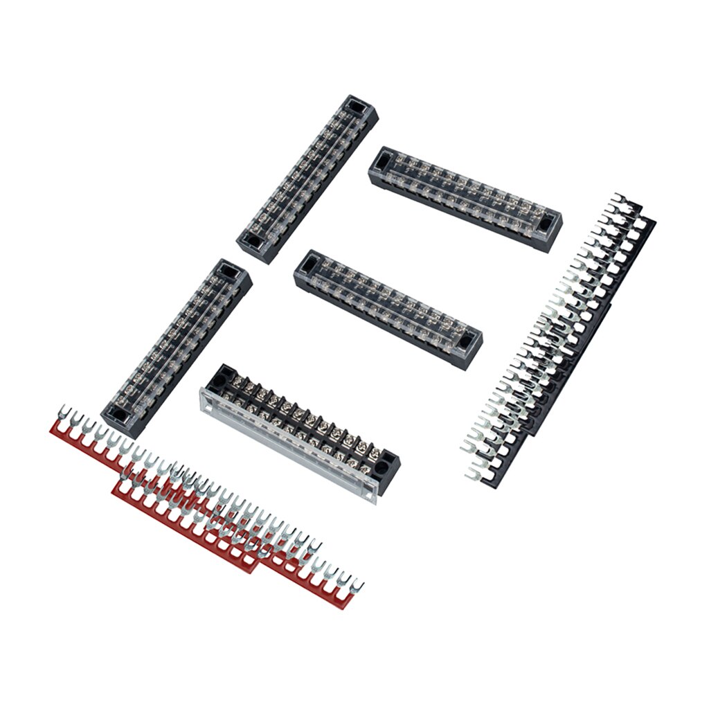 5Pcs Dual Row 12P Screw Barrier Terminal Block with Fork Terminal Barrier Strips