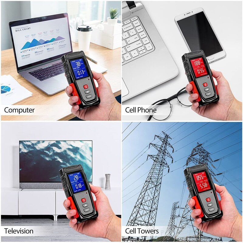 EMF Meter, Electromagnetic Radiation Detector, Rechargeable Digital EMF Tester, Hand-Held Electromagnetic Field Meter