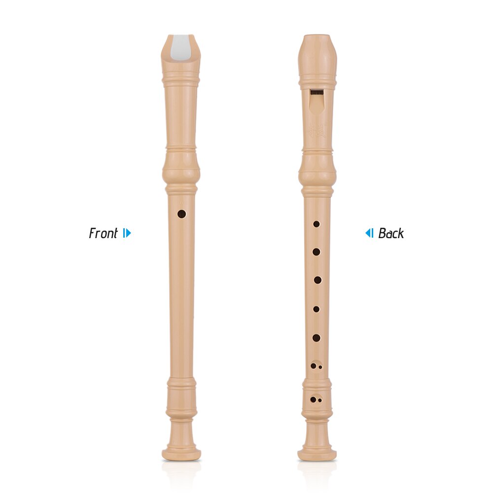 Baroque Style Fingering 8 Holes Clarinet Soprano Descant Recorder ABS Flute with Cleaning Stick Portable Lanyard Finger Rest