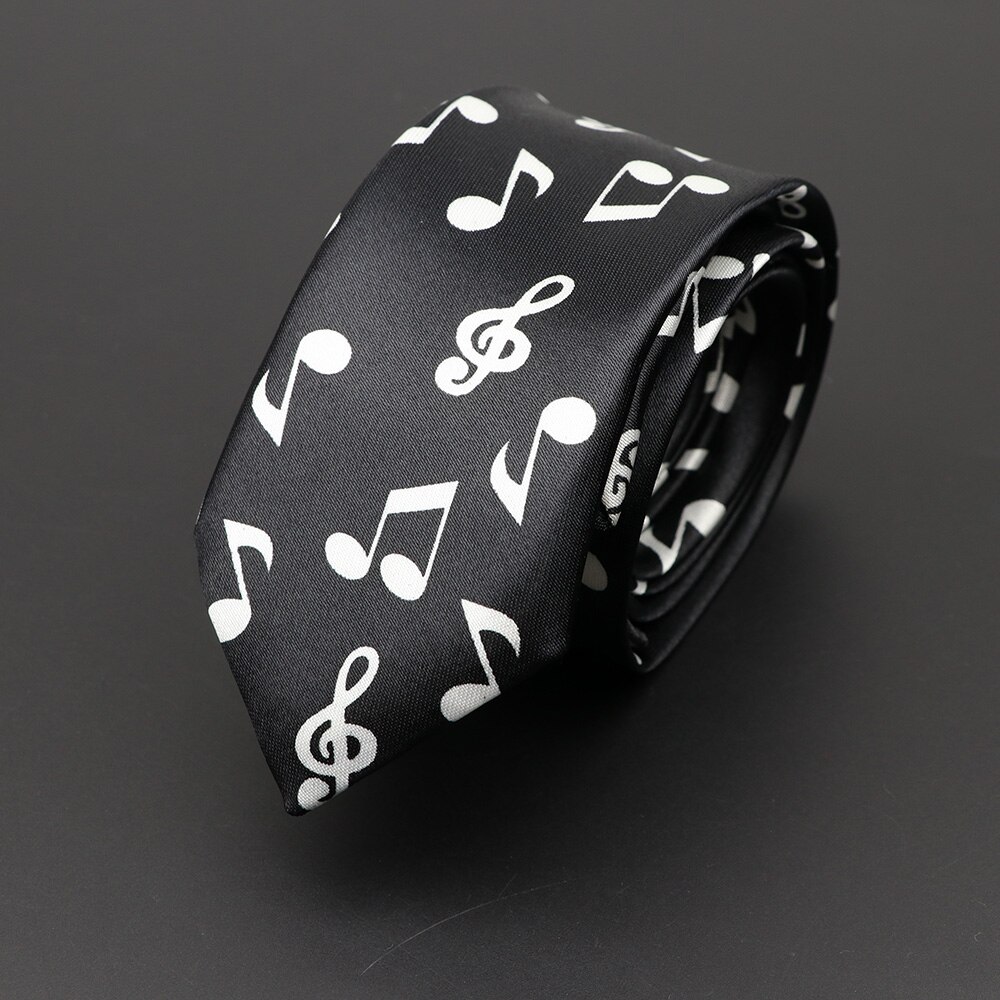 Corbata musical clásica de para hombre, Festival de vacaciones, estampado de Piano, guitarra, cara sonriente, poliéster, 5cm de ancho, corbata negra con: Lavanda