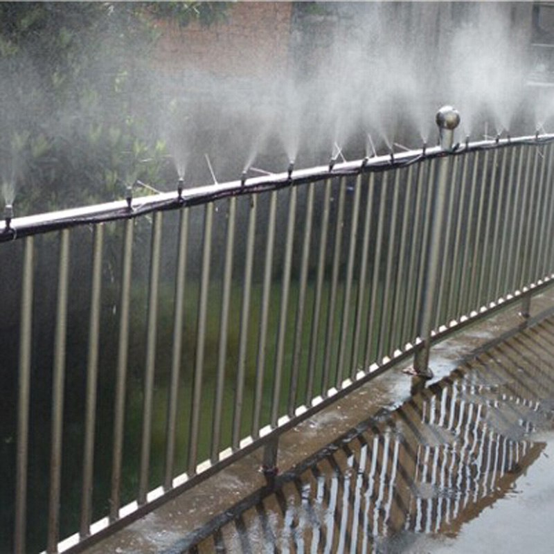 Diy 5/10/25m tågedyser vandingssystem bærbar misting automatisk vanding haveslange sprøjtehoved med tee og stik