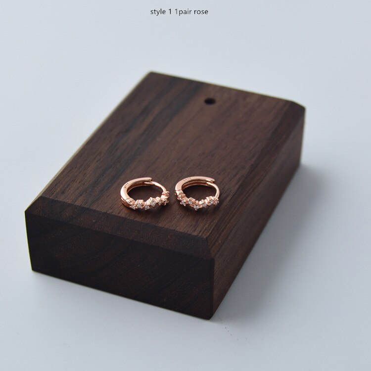 925 Sterling Zilveren Oorbellen Delicate Ronde Zirkoon Oor Ring Oor Bot Oor Gesp Wilde Persoonlijkheid Vrouw Meisje Oor Sieraden: 1pair rose style1