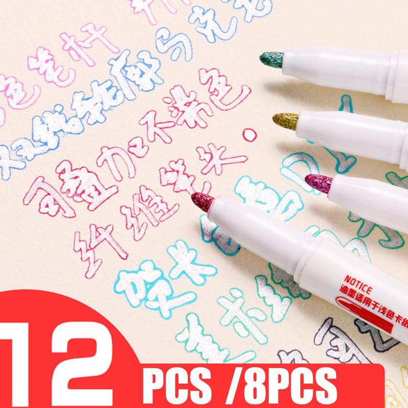 12 kleuren/set dubbele lijnen contourkleur kunstpennen stiften pen omlijningspen markeerstift tekenpennen stift kunstbenodigdheden