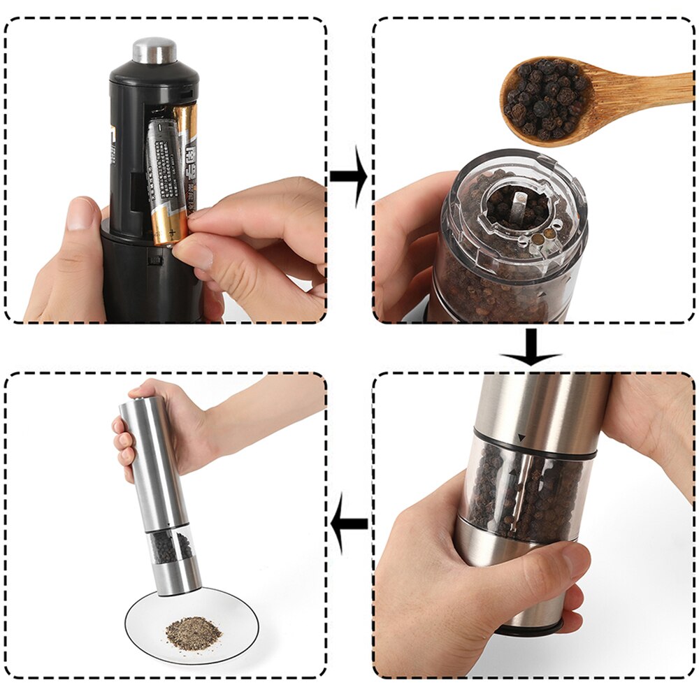 elektrische Pfeffermühle Peugeot Edelstahl würzen Kreuzkümmel Mühle Feine für Lebensmittel mit LED Licht Küche Schleifer Restaurant