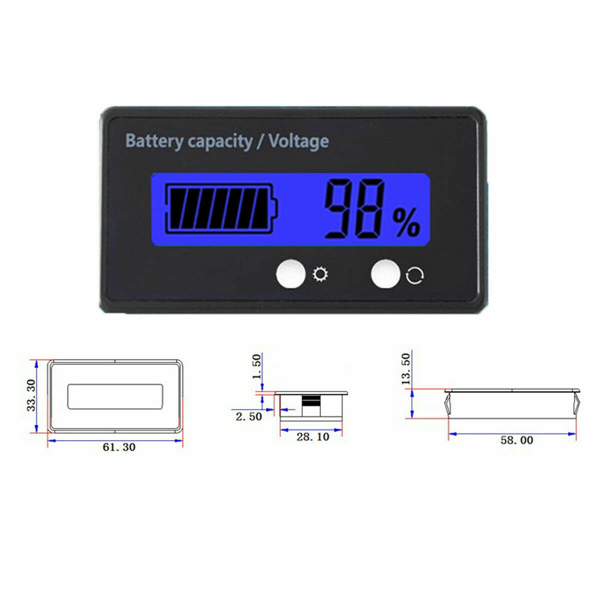 Auto LCD LED Digitale Voltmeter 12 V 24 V 36 V 48 V Lood-zuur Batterij Status Spanning voltmeter Monitor Meter