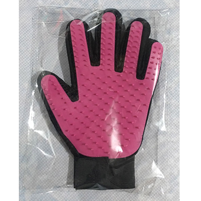 Gant brosse de nettoyage pour chiens | Peigne à poils de chat, gant de toilettage de cinq doigts pour chiens, fournitures de nettoyage pour animaux domestiques: pink left