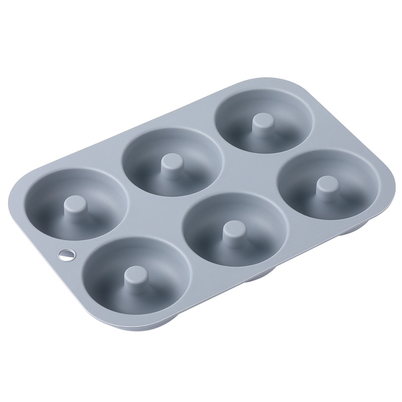 6Holes Baking Mold Food Grade Silicone Non-stick Donut Molds Chocolate Cupcake Pan DIY Muffin Kitchen Tool for Oven Bakeware: SKY BLUE