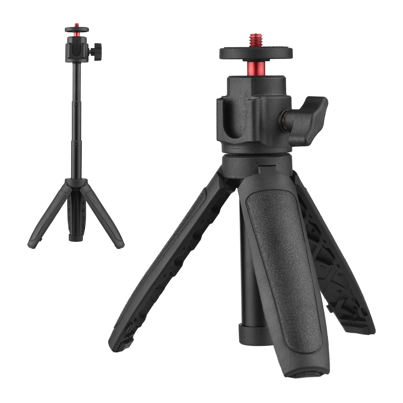 Portable Mini Tripod Lightweight Extendable Tripod Stand Handle Grip with 4 Levels of Adjustable Height for Phone Camera Video