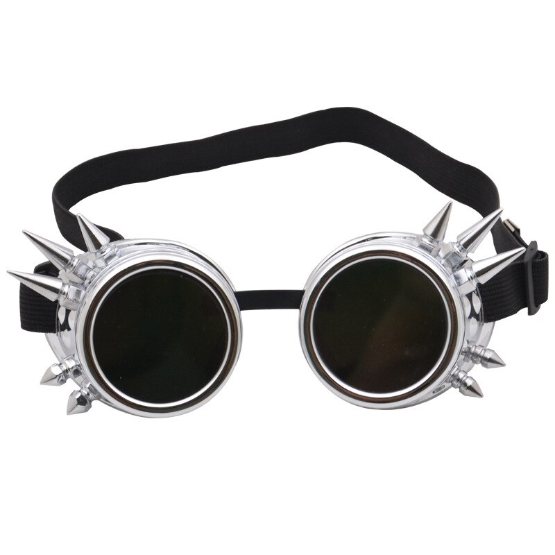 Vintage Style Steampunk Goggles Welding Punk Glasses Party Bar Cosplay Props: Bright silver
