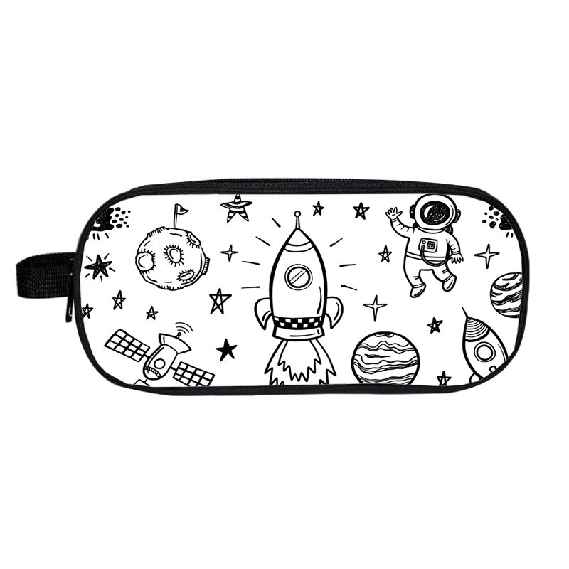 Cartoon DIY Pencil Case Kawaii Stationery Space Astronaut Alien Pen Bags For Boys Double Layer Kid School Pencil Cases: 07