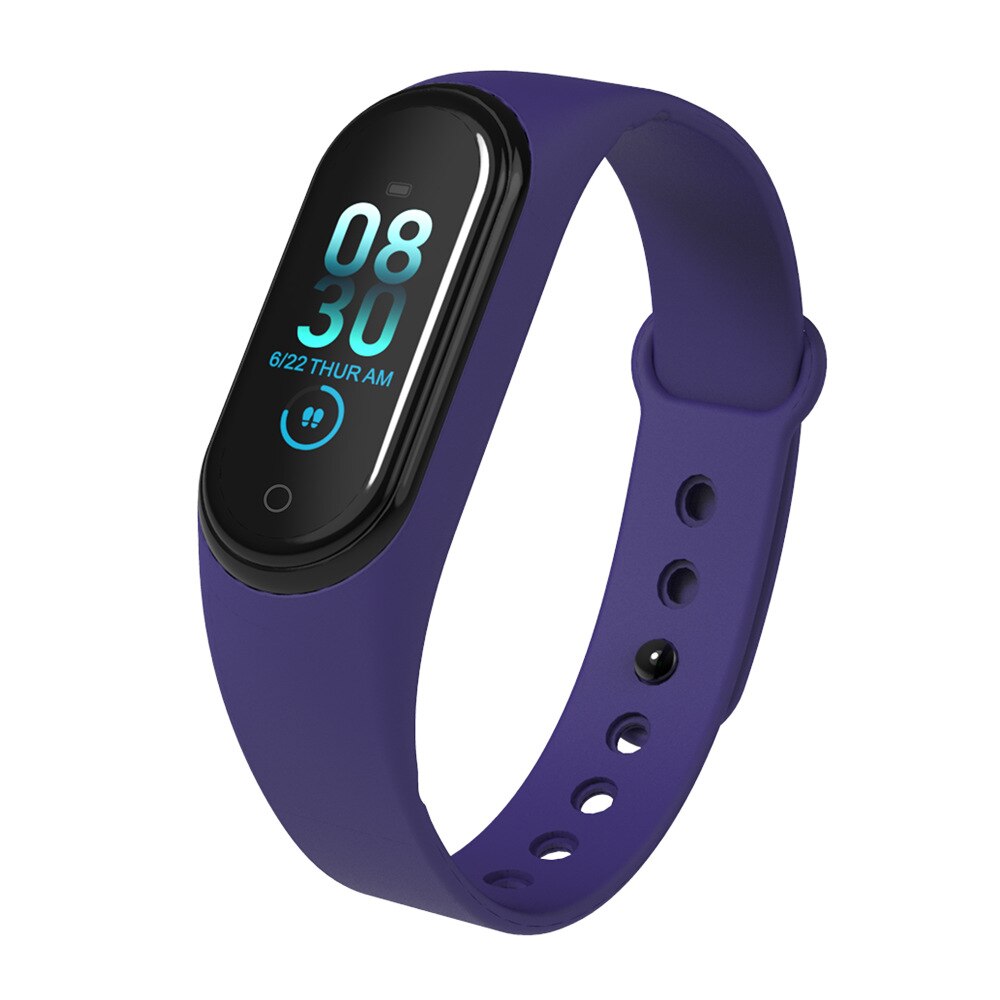 M4 SmartWatch Heart Rate Blood Pressure Monitor Health Wristband Waterproof Bluetooth Sports Smart Band: BLUE add box acc