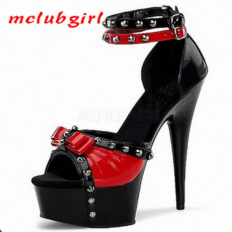 Mclubgirl-zapatos de tacón de 15cm, Sandalias de tacón superalto con clavos de sauce Noble, Sexy, para escenario