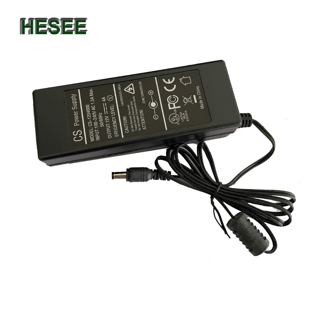 Adaptador de fuente de alimentación AC DC 12V 4A interruptor de cargador de fuente de alimentación de vigilancia de seguridad 100-240V para cámara IP CCTV DVR NVR