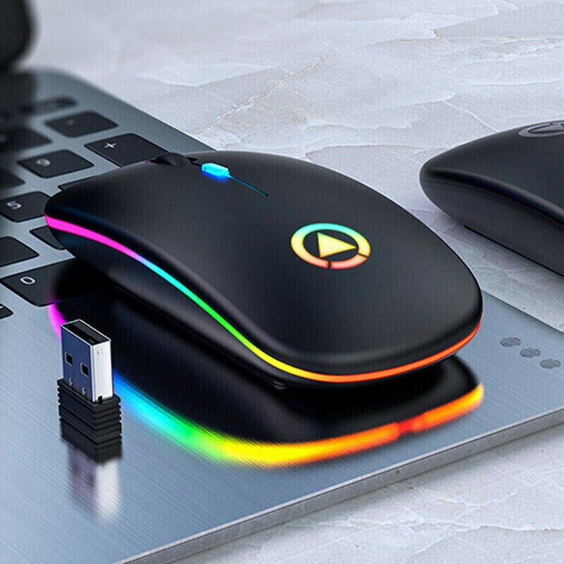 2.4GHz Wireless Optical Mouse Mice & USB Receiver No Need To Pair For Laptop PC Computer DPI US: Matte Black light