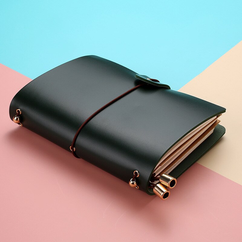 Small A7 Pocket Notebook PU Journal Vintage Planner Notepad Spiral Agenda Kawaii Diary Papeleria Stationery Supply: dark green