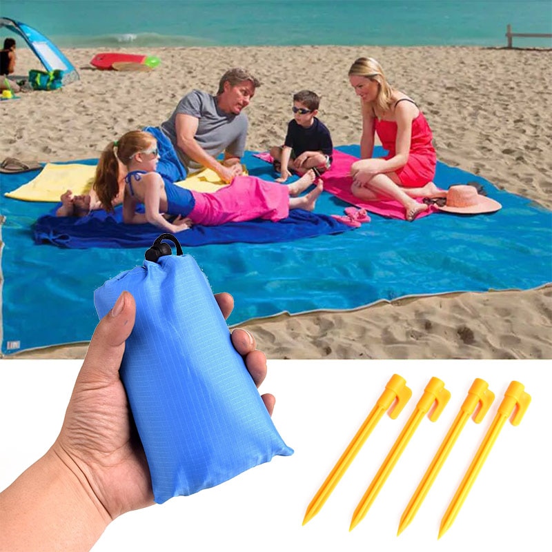 1.4m udendørs camping praktisk foldbar vandtæt strand picnicmåtte græsplæne bbq sommer krybende mat legetøj med vindtæt søm