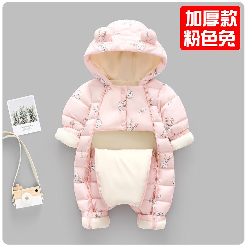 Overalls Plus Fluwelen Jumpsuits Baby Winter Rompertjes Cartoon Hooded Waterdicht Pasgeboren Meisjes Snowsuit Peuter Jongen Jas Kleding