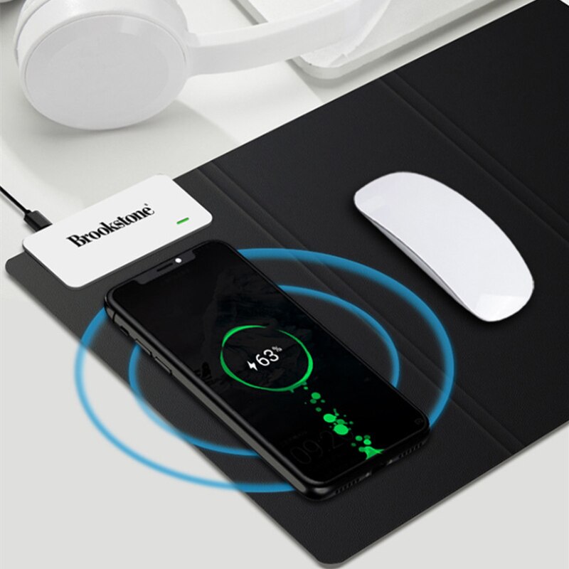 Brookstone folding wireless charging mouse pad, mobile phone holder suitable for mobile phone and mouse, mobile power bank