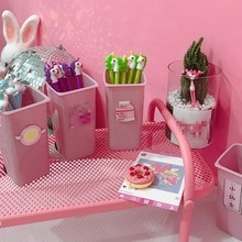 1pc mooie roze pennenhouders voor meisjes, bureau-emmer, pennenbakje voor meisjes, schrijfwaren, cosmetica, school, kantoor, pennenhouder, organizer