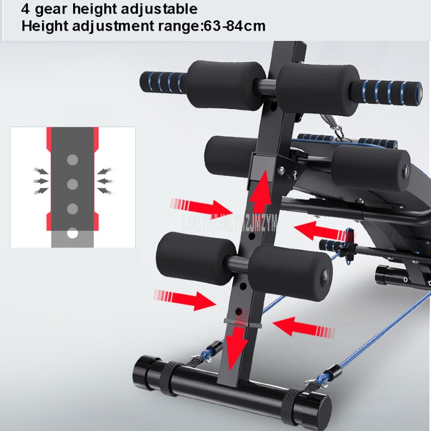 Multifunction Sit-up Bench With Headrest Pulling Rope Exerciser Trainer Steel Frame Ab Abdominal Fitness Bench Indoor Equipment