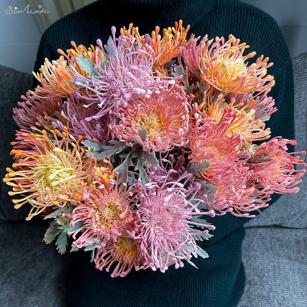 SunMade – Fleur Artificielle touffue de , coussin en plastique, branche courte, décoration pour salon, mariage