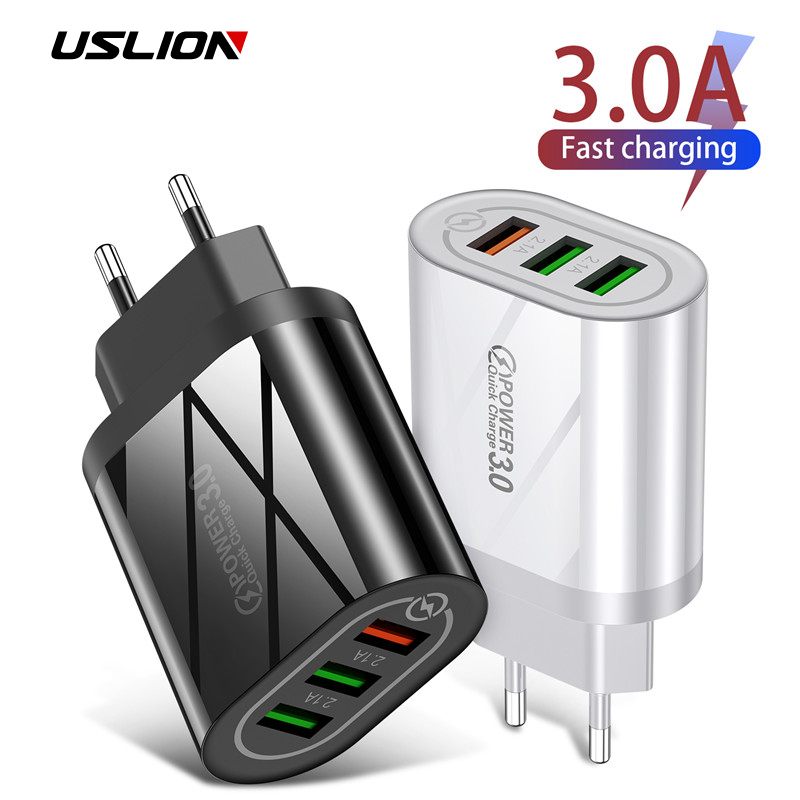 USLION 3A Quick Charge 3,0 USB Ladegerät EU UNS Reise Ladegerät Für iPhone 11 Pro Max Samsung Huawei Xiaomi telefon Schnelle Lade