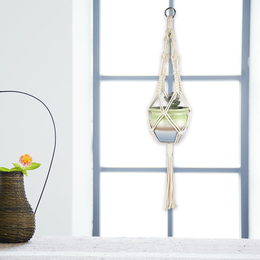Macrame Plant Hanger Baskets Flower Pot Holder Balcony Wall Hanging Planter Decor Knotted Lifting Rope Home Garden