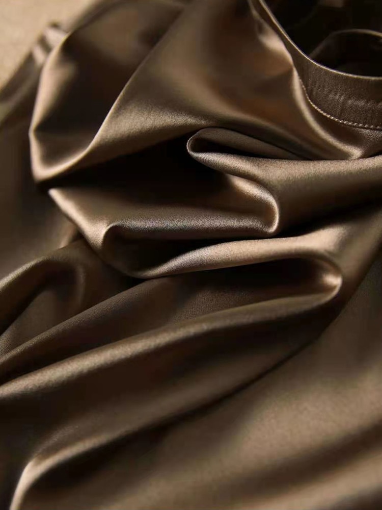 Camisetas de manga corta finas de seda para mujer, ropa de verano de estilo coreano, Tops elegantes negros y marrones, Tops sólidos holgados informales de talla grande 4XL