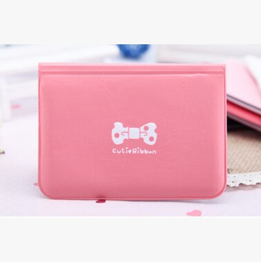 12 Bits Boog-knoop Afdrukken Kaart Geval Meisje Vrouwen Zakelijke Creditcard Houder Lederen Id Kaarthouder Cover kaarthouder Portemonnee: pink