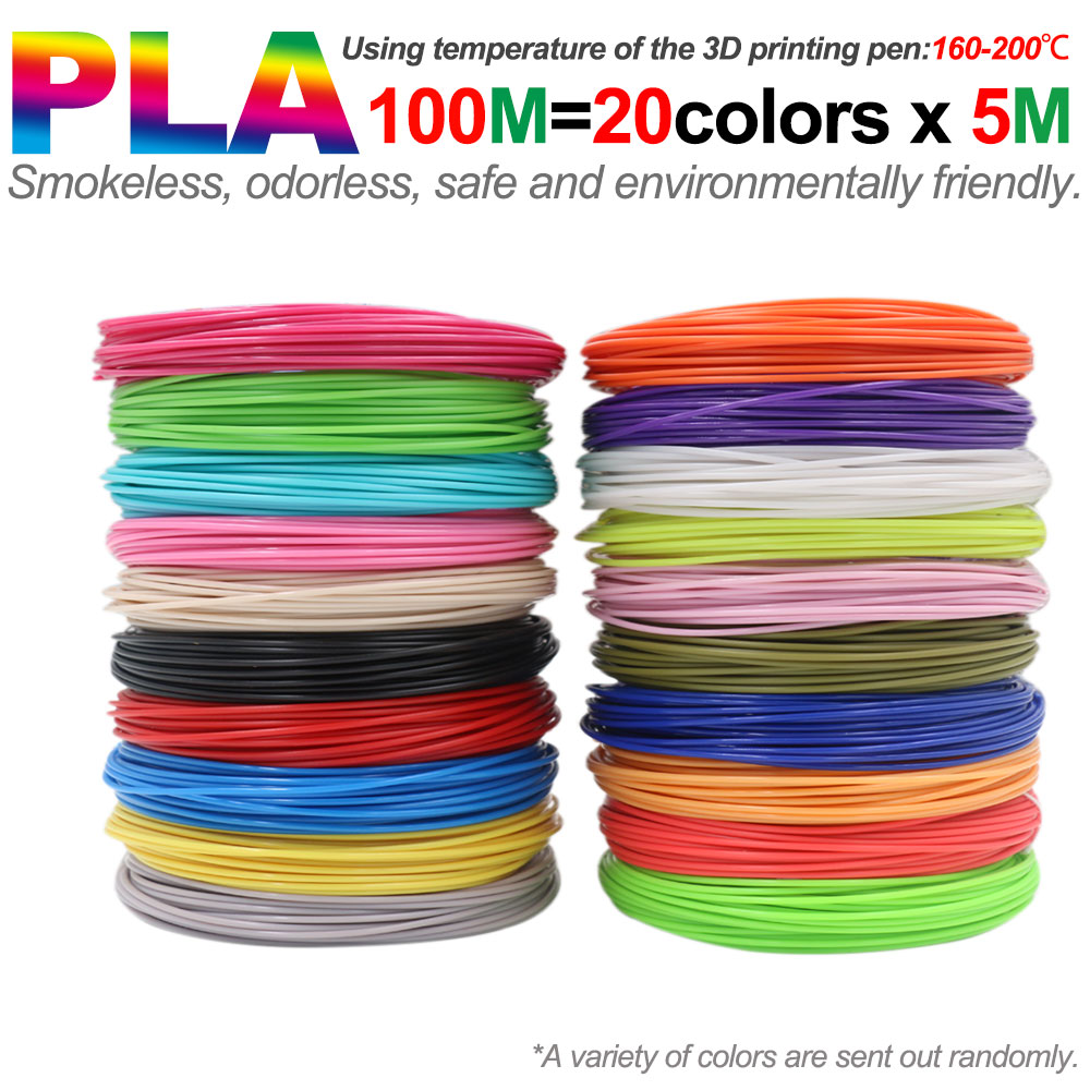 3d pennor levererar pla-filament för 3d pennors utskrift 50m 100m 150m 200m luktfri och säker plastpåfyllning för barns utskriftspenna: Vit