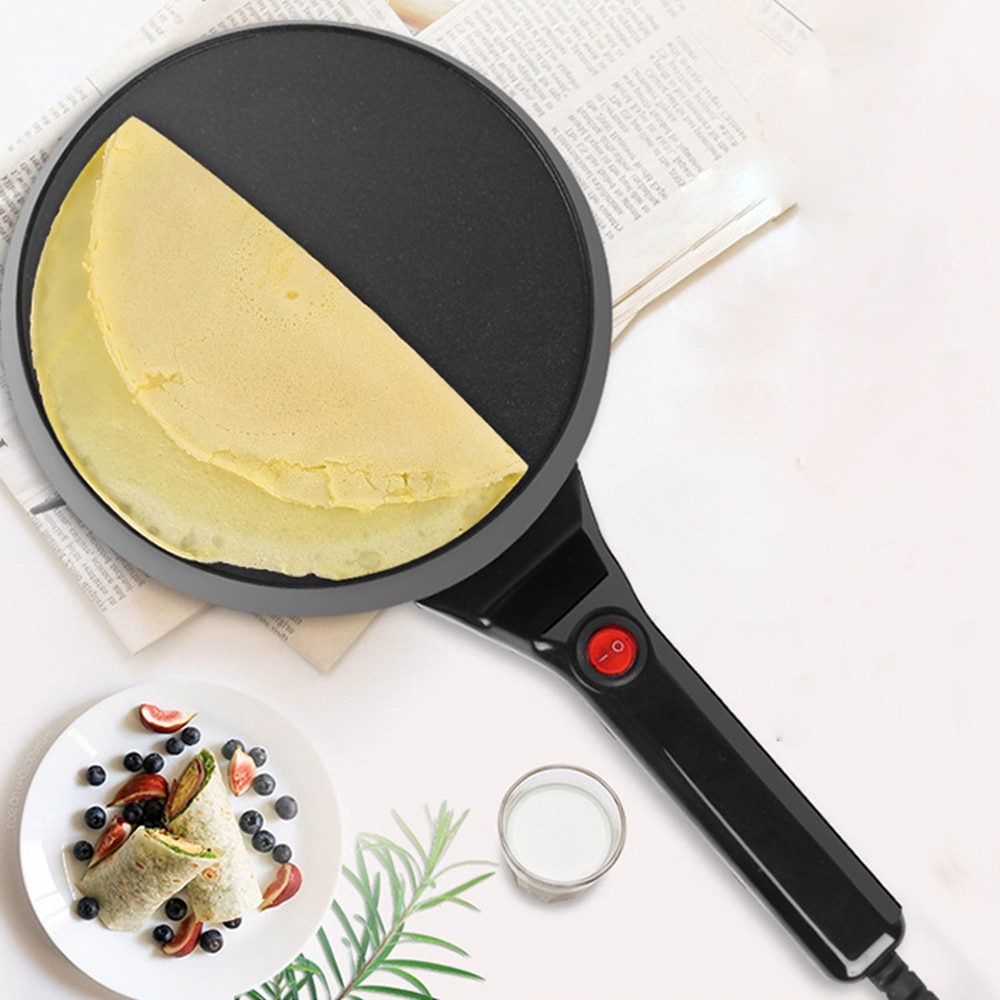 Elektrisk crepe maker morgenmad pizza maskine pandekage bagning pande kage non-stick bageplade kinesisk forårsrulle madlavningsværktøj