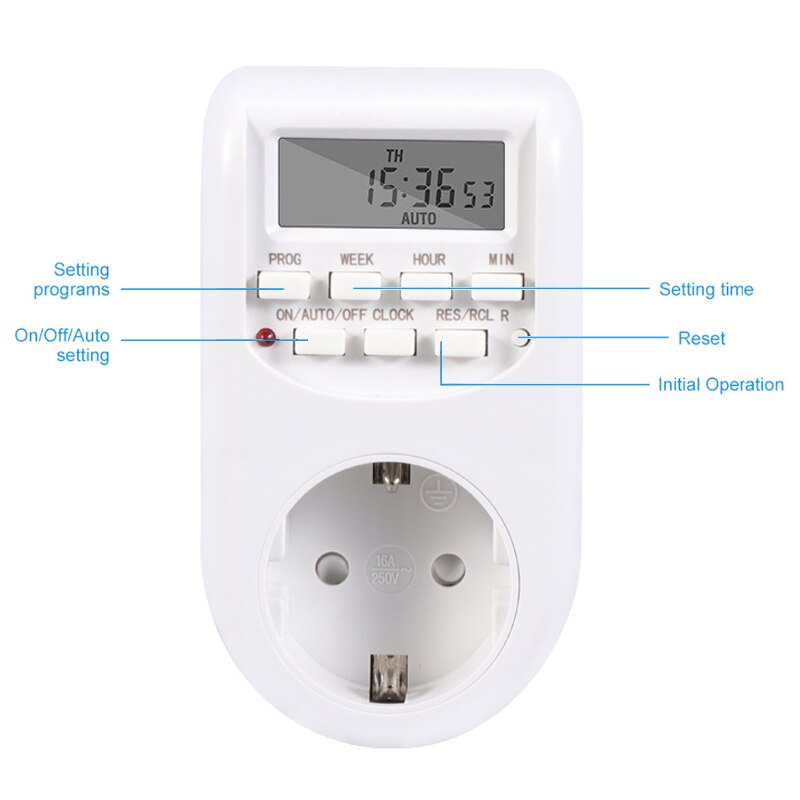 Digital Timer Electronic Switches EU Plug Socket Kitchen Timer Outlet 220V 50HZ 10A Programmable Timing Smart Socket