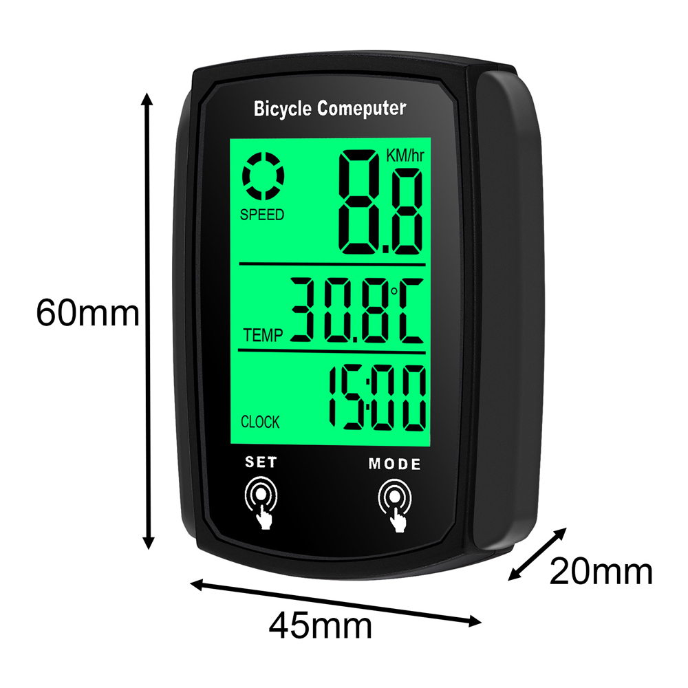 Bedrade fietscomputer met led-digitale snelheidsmeter, kilometerteller, touchscreen, waterdicht en met achtergrondverlichting.