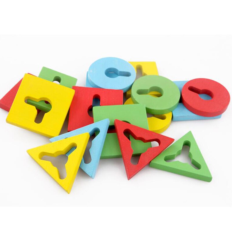 Børn træblokke sæt pædagogisk legetøj geometrisk form matchende legetøj til børn dyr stabling oyuncak juguetes educativos
