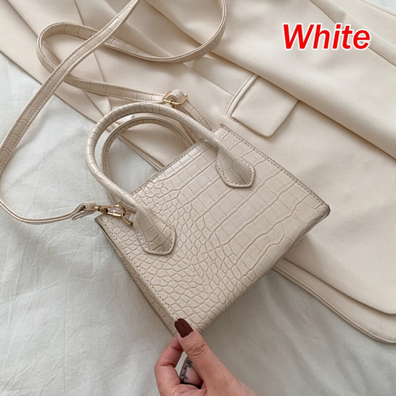 Soft Leather Female Small Subaxillary Bag Casual Retro Mini Shoulder Bag vintage Retro Totes Bags For Women Handbag: white