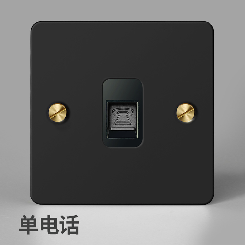 Household Type 86 Concealed Wall Switch Black Metal Copper Lever Panel Industrial Style Retro Stainless Steel Panel Switch: black