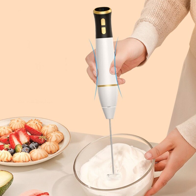 Practical Electric Hand-held Milk Frother Whisk USB Rechargeable 2 Speed Beverage Coffee Blender Foam Machine Food Blender