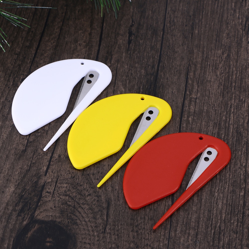 3pcs Letter Opener Envelope Slitter Mail Opener Safety Cutting Tool for Home Office (Red, White, Yellow)