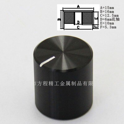 15Pcs Aluminium Plastic Cap Knop Potentiometer Knop Glad 15*16*6Mm Potentiometer Cap Auto Knop Schakelaar cap Encoder: Black one Mark