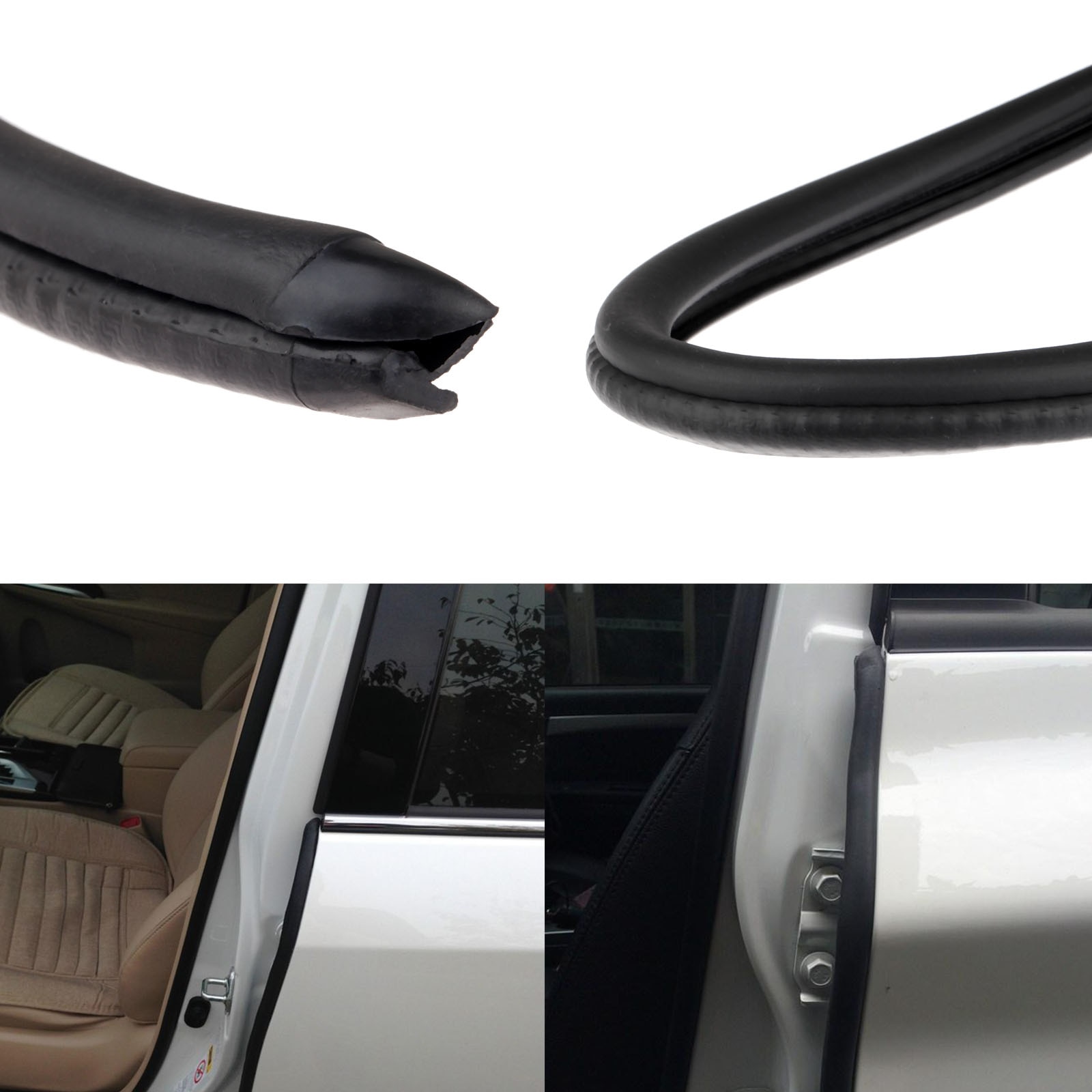 2x80cm de aislamiento acústico de coche de caucho de sellado de corte para Pilar B ruido a prueba de viento Borde de puerta tiras de junta de goma estilo de coche