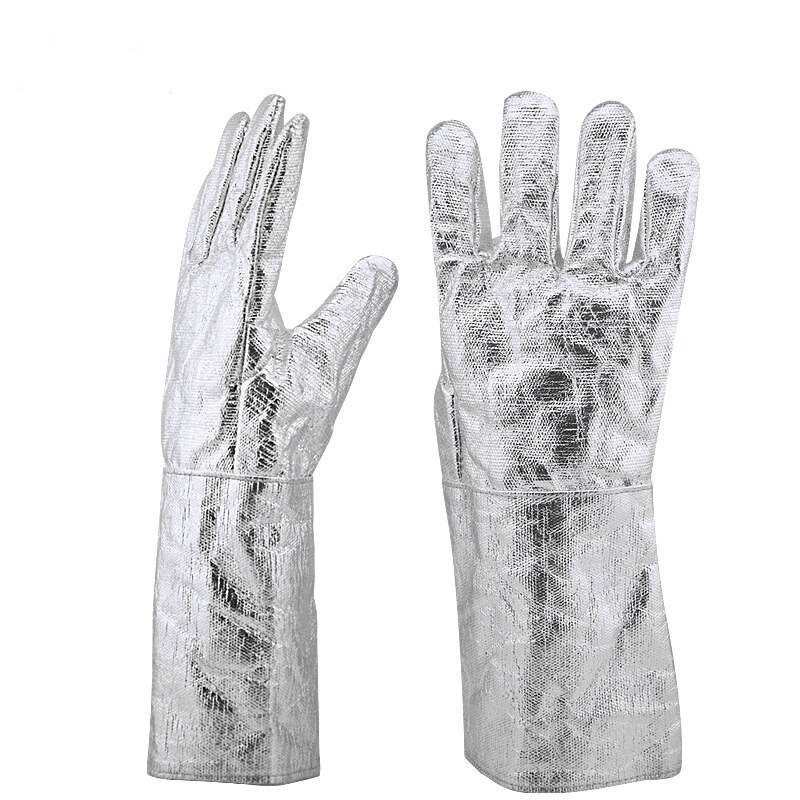 Anti-verbrühungen Handschuhe Feuerfeste Aluminium Folie Wärmedämmung Handschuhe Industrie Klasse Ofen Wärme-beständig schützend Sicherheit Handschuh