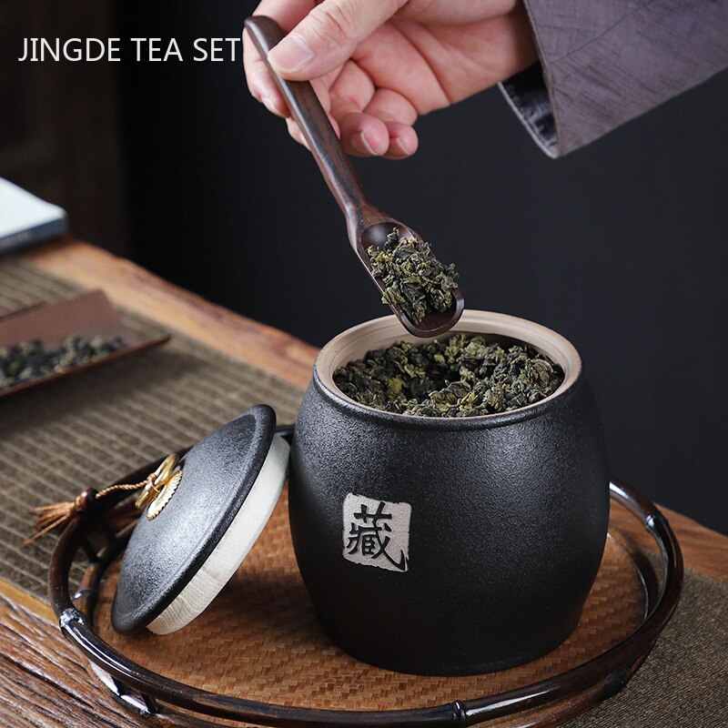 Frascos de cerámica tradicionales a prueba de humedad para el hogar, recipiente hermético para té, hierbas medicinales, contenedor de almacenamiento de granos, suministros para mesa de té