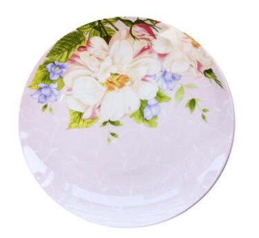Blauw En Roze Bloemen Servies Set Servies Bone China 10.5 Inch Diner Plaat 8 Inch Salade 6 Inch Dessert plaat Schotel: A / 6 Inches