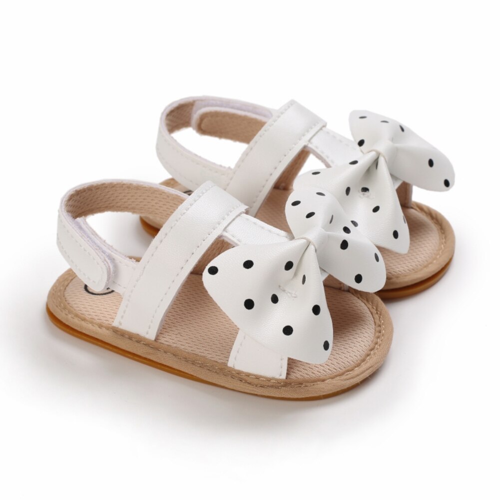 Zomer Baby Baby Meisjes T-Strap Sandalen Casual Strik Dot Strand Schoenen Anti-Slip Pu Lederen Prewalker Eerste wandelschoenen 0-18M: W / 13-18 months