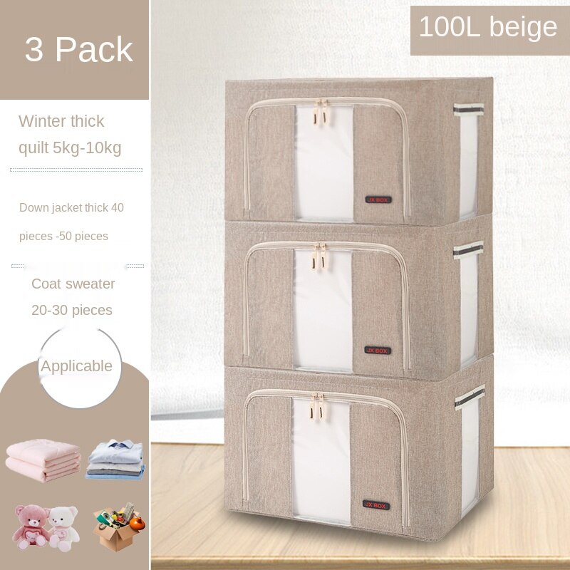 Super large cotton and linen storage box fabric clothing finishing box box folding storage bag household wardrobe artifact