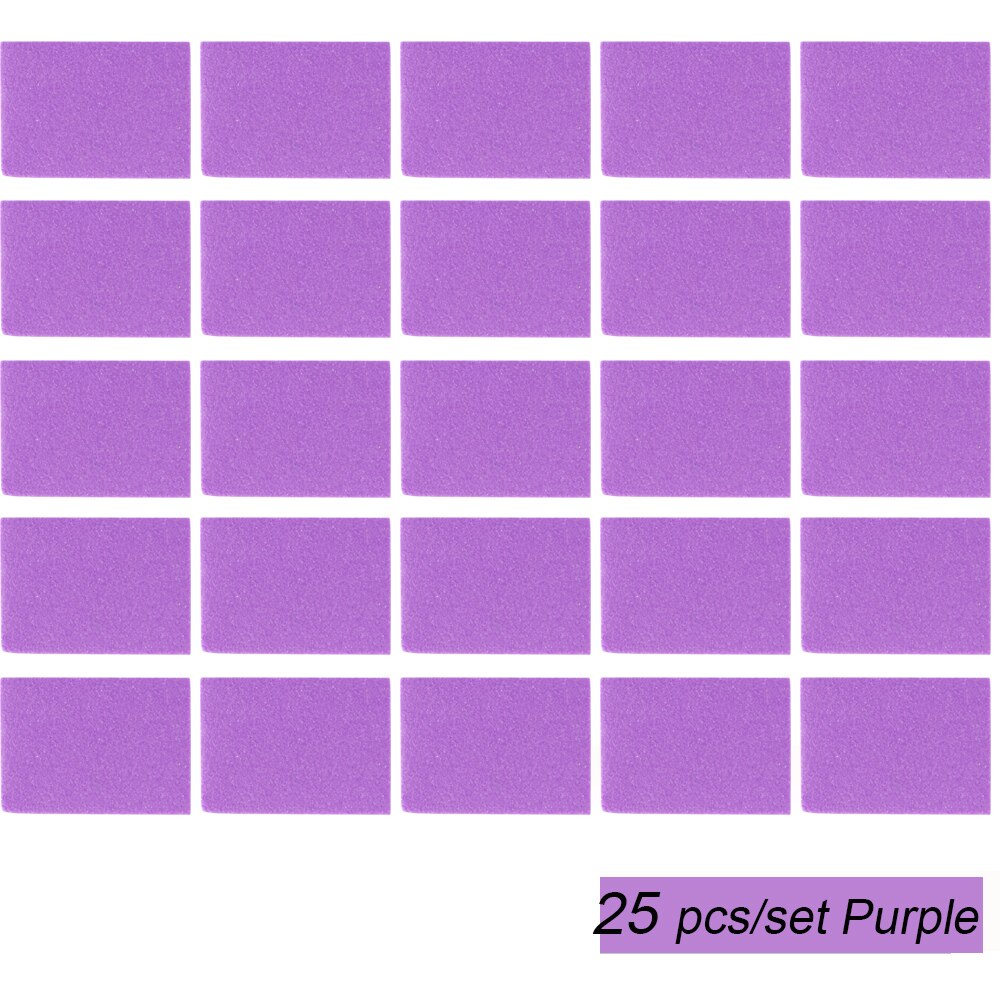 Double-sided Mini Nail File Buffer Nail Polish Sanding Buffer Pink Blue Sandpaper DIY Pedicure Nail Art Tool GL858: 1824 Purple 25pcs