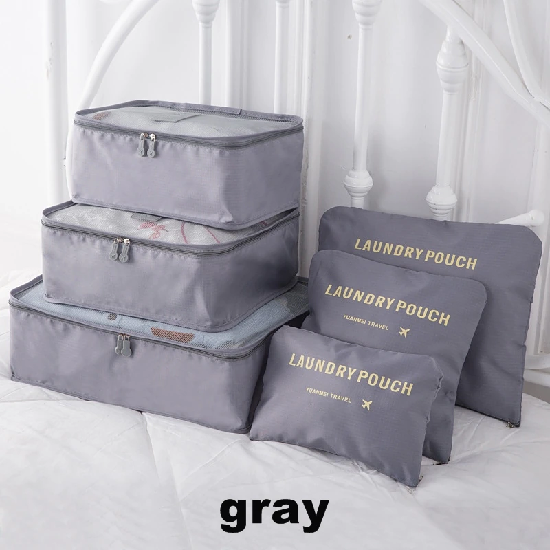 6 Stuk/set Travel Organizer Opbergtas Draagbare Organisator Kleding Bagage Casesuit Kleding Organizer Pouch Draagtas: gray