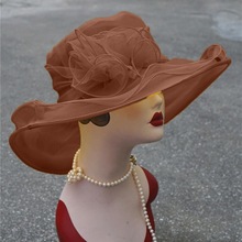 9 farben Frauen Kentucky Derby Breite Krempe Hochzeit Kirche Gelegentliche Organza Sonnenhut
